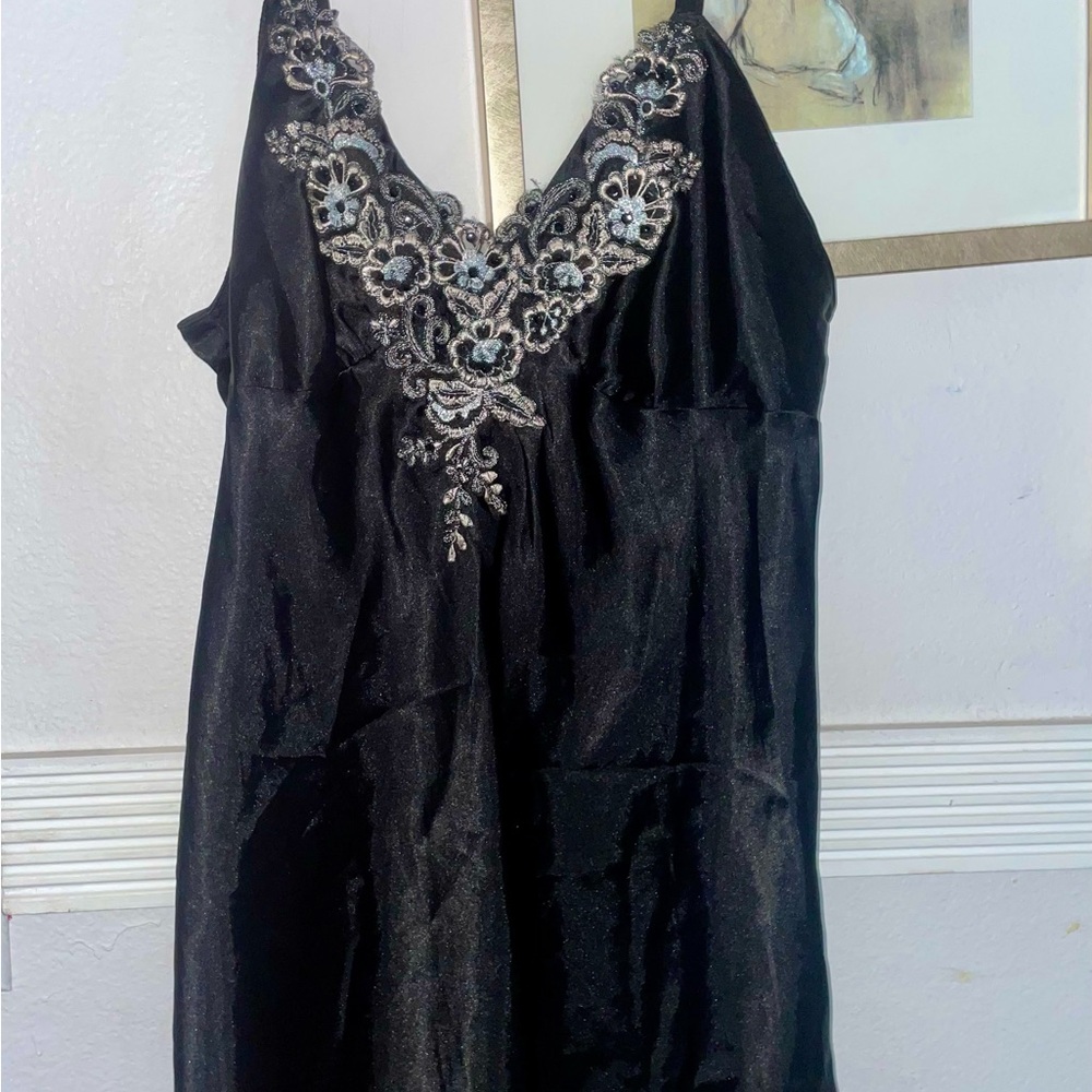 Elegant Black Embellished Mini Dress